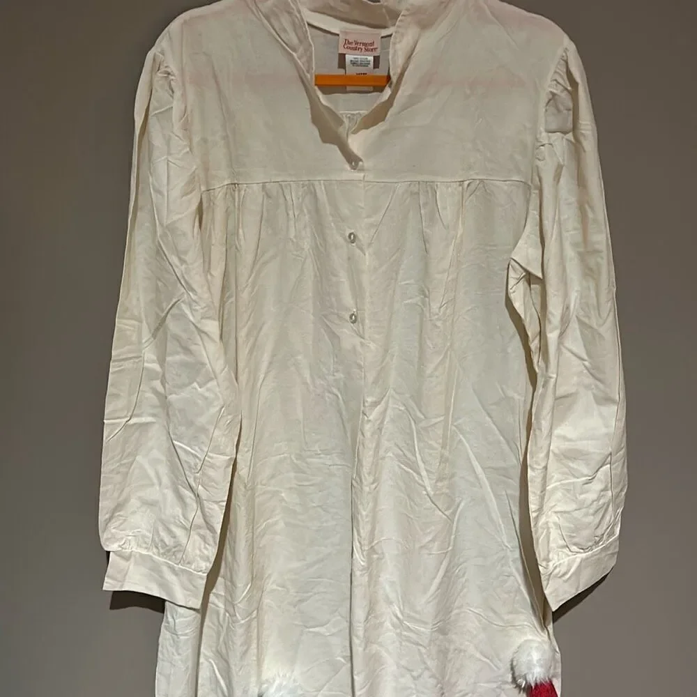The Vermont Country Store Vintage Cotton Pintuck Nightgown Sleepwear Large